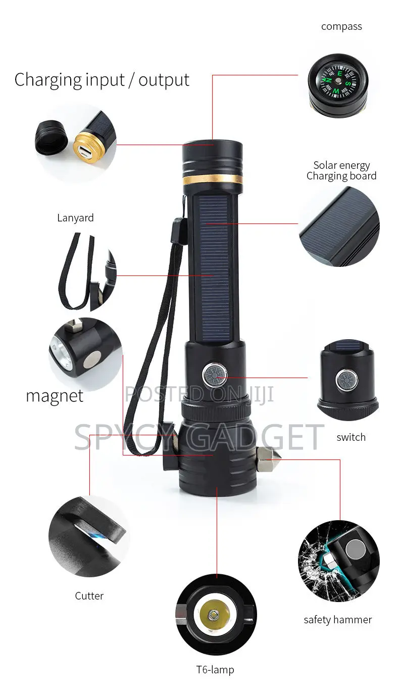 Safety Guard High Power Led Torch Light With Solar