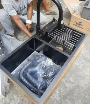 Black Kitchen Sinks With Hot and Cold Sink Mixer Faucets