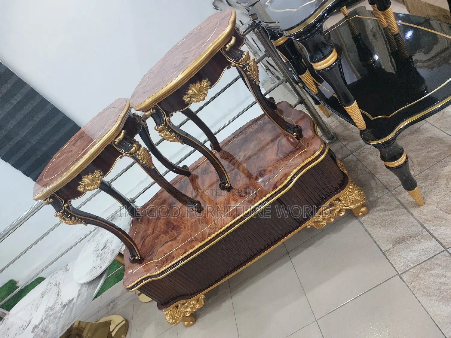 Set of Turkish Royal Center Table and 2side Stool