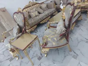 Complete Set of High Classic Turkish Royal Fabric Sofa Chair