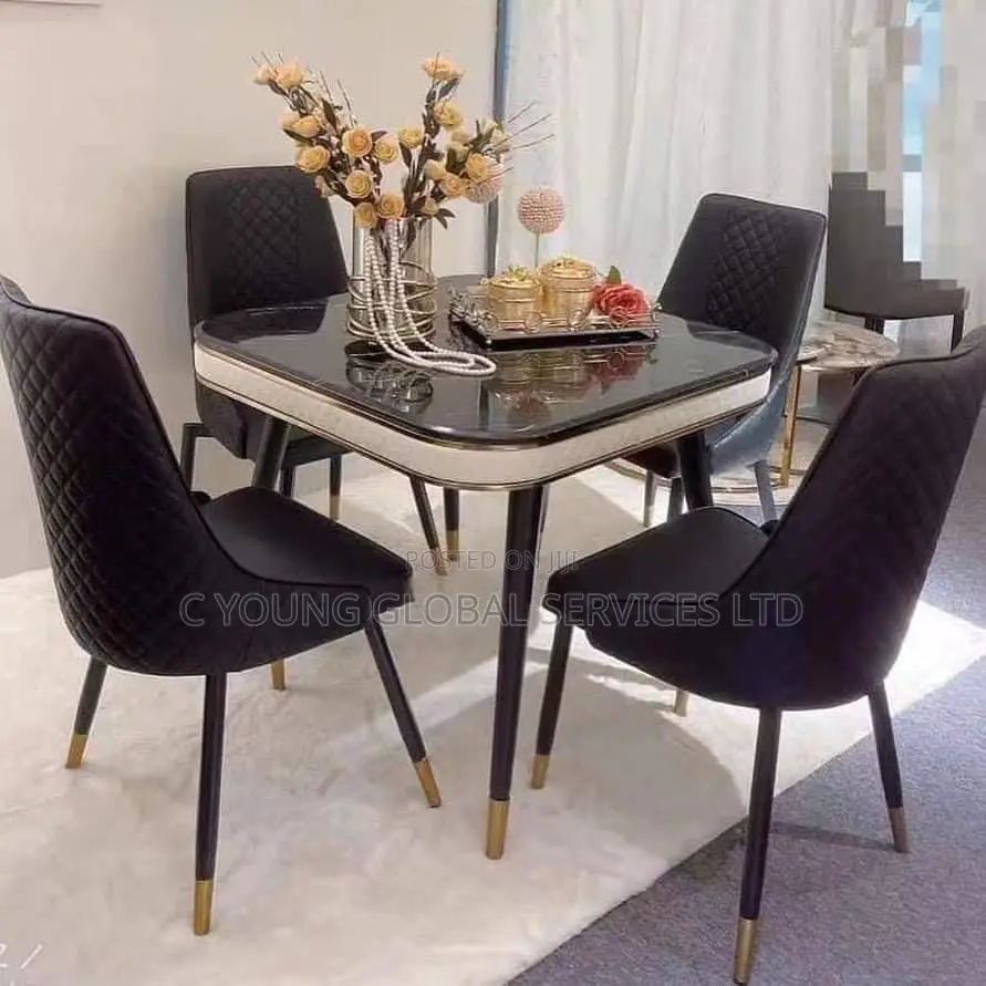 High Quality Dining Table Marble by 4 Chairs
