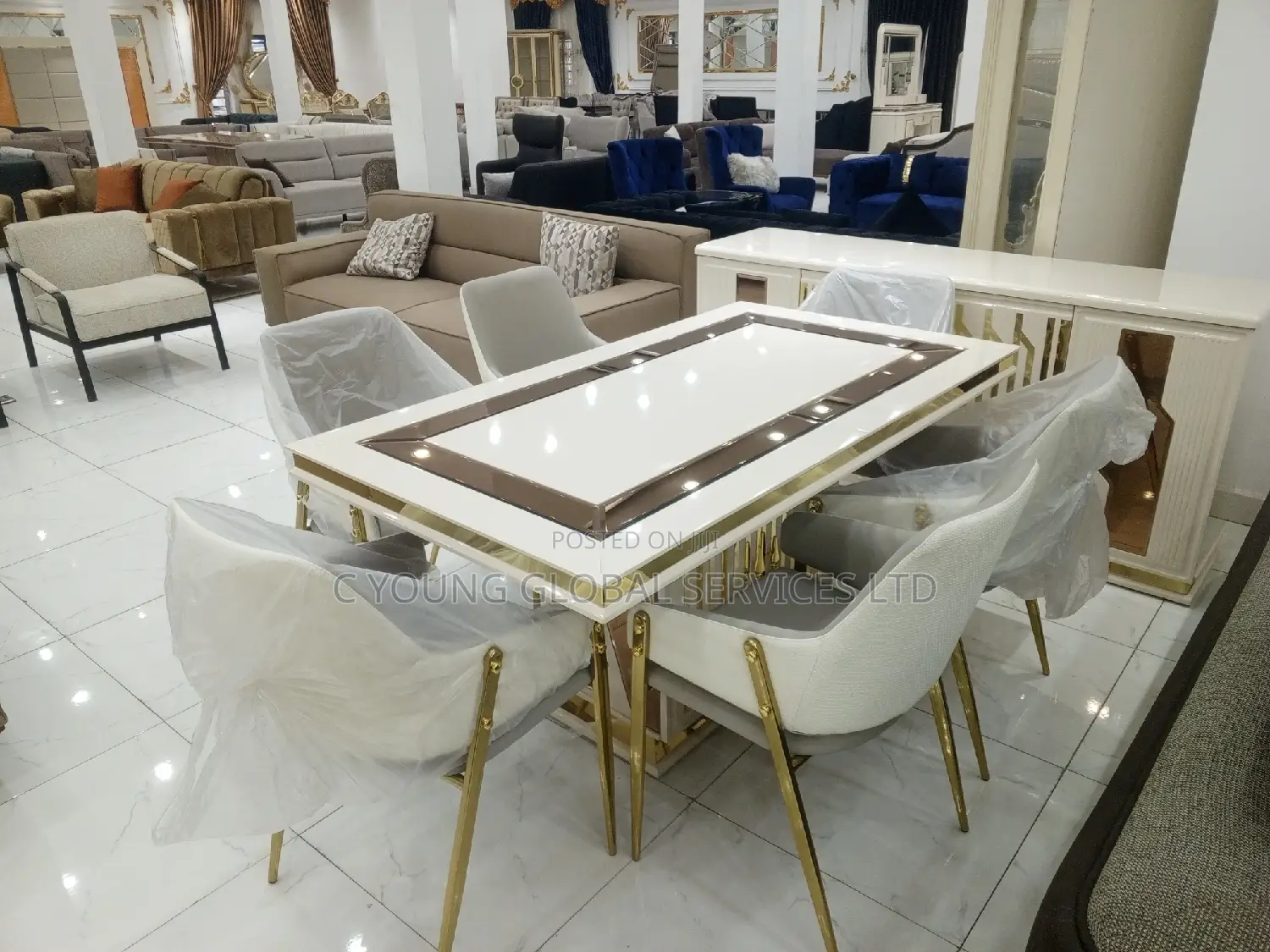 Executive Dining Table Marble by 6 Chair's Made in Turkey