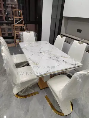 New Modern Luxury Marble Dinning Table Set With 6 Chairs