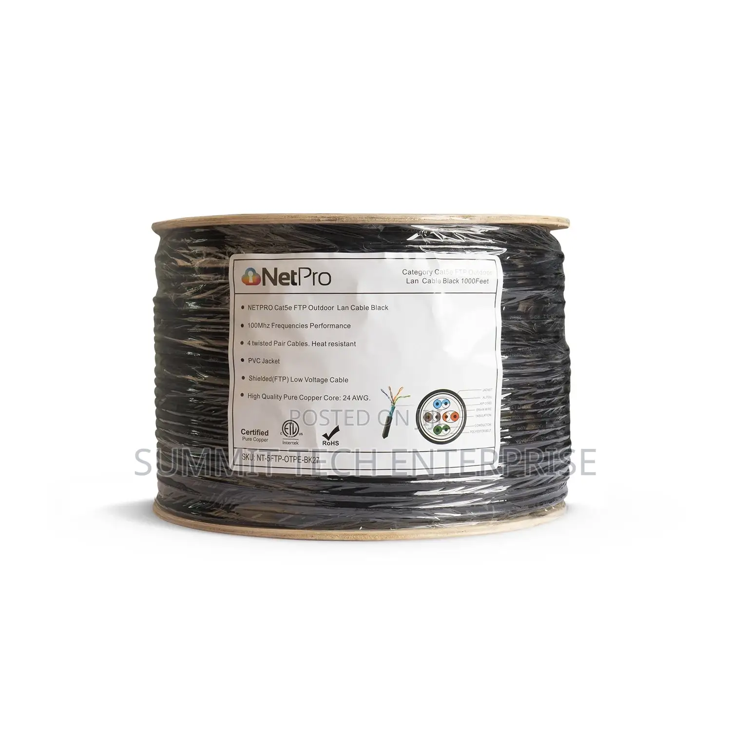 Netpro- Cat5e FTP 24awg Solid Bare Copper Outdoor Cable 305M