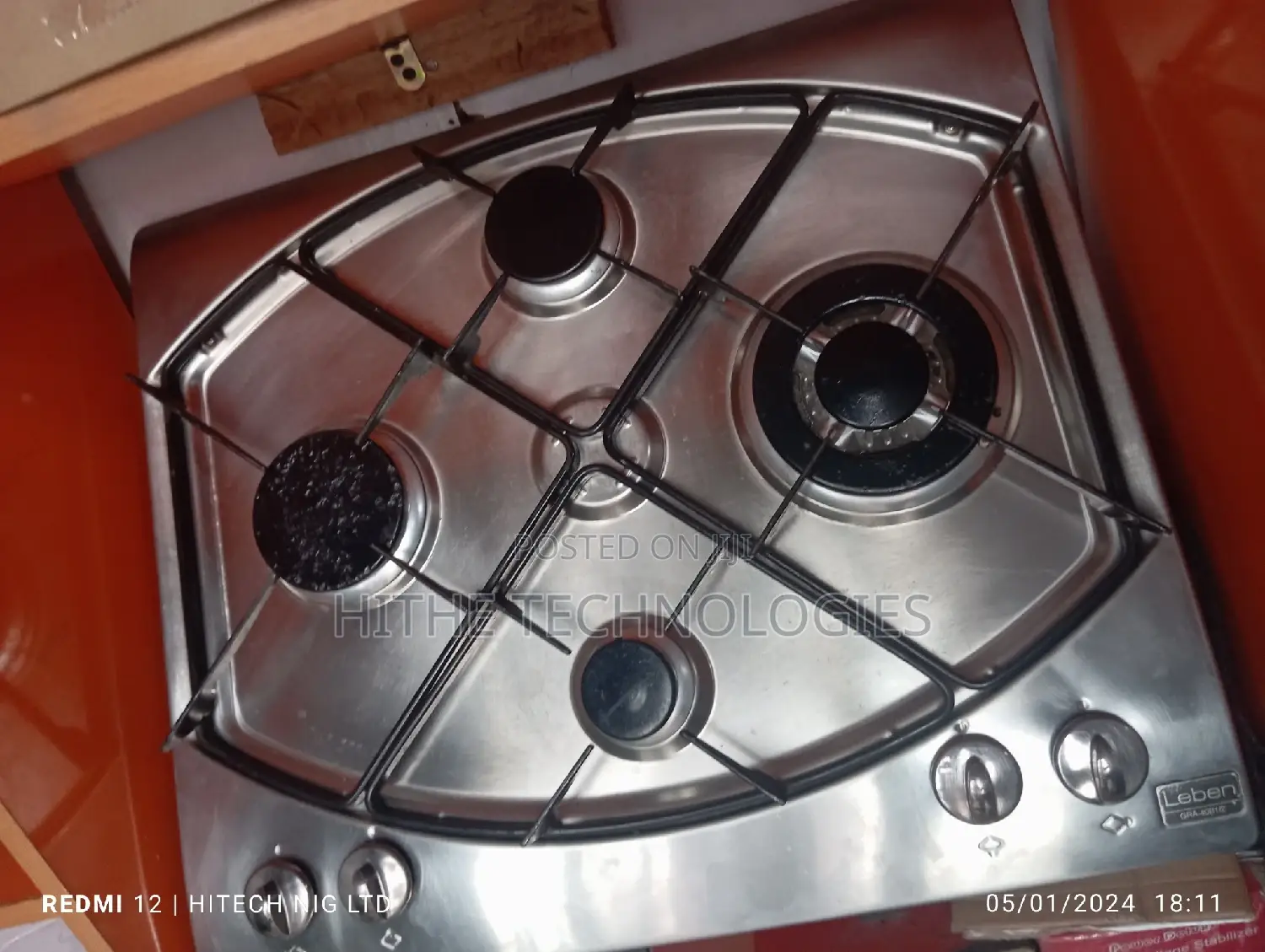4 Burner Table Gas Cooker/ Inbuilt Gas Hub