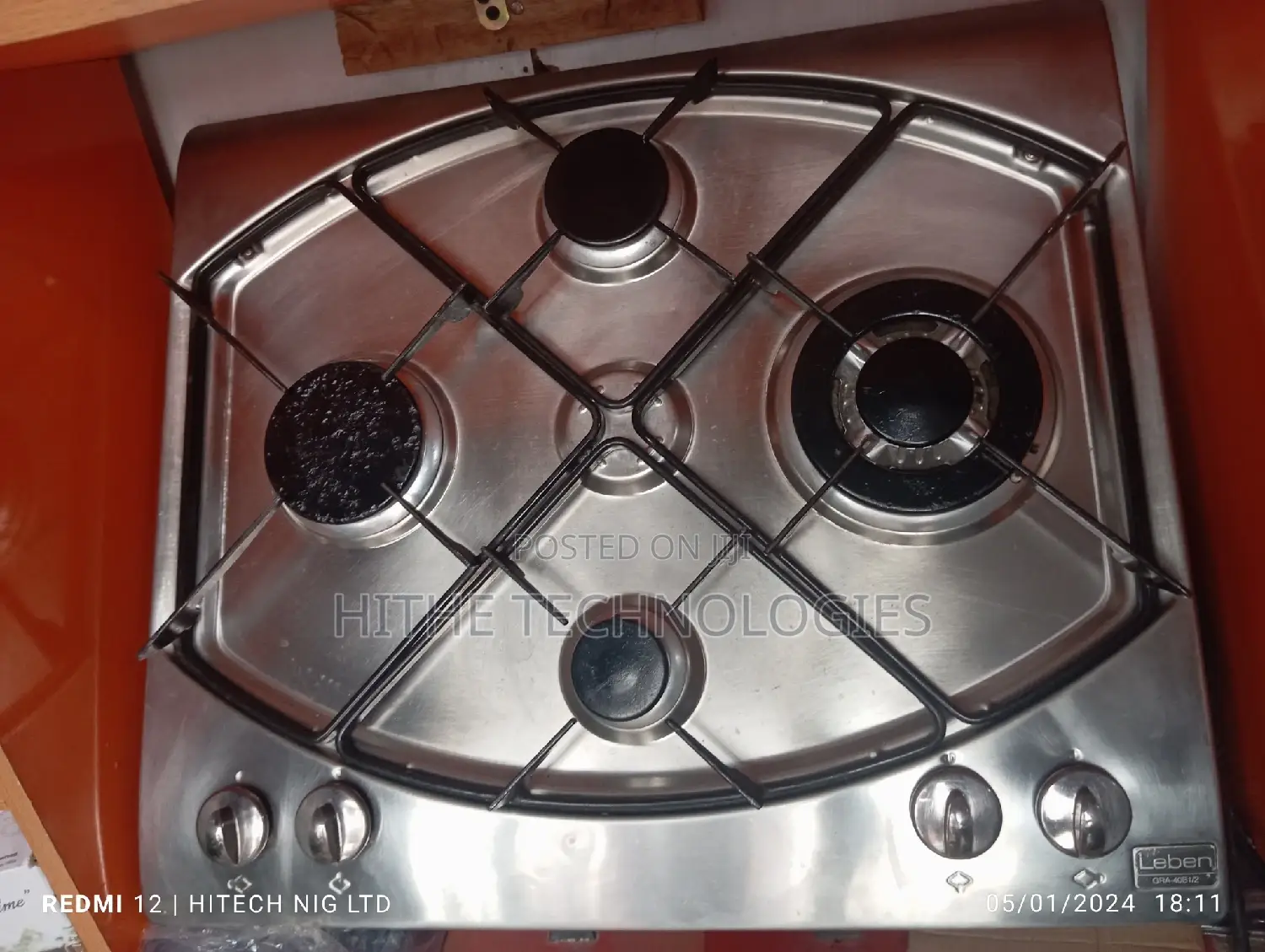 4 Burner Table Gas Cooker/ Inbuilt Gas Hub