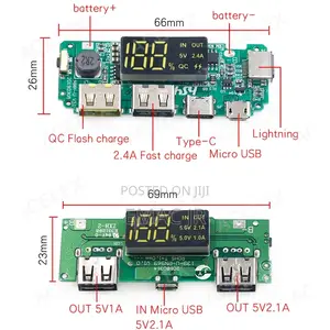 LED Dual USB 5V 2.4A Microtype-C USB Mobile Powerbank 18650