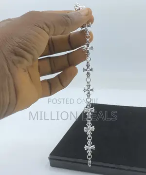 Pattern Titanium Men’S Luxury Link Silver Bracelet