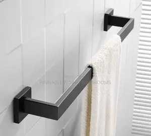 Luxury Square Black Single Towel Rail