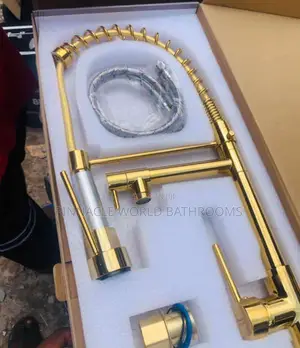 Gold Spring Mixer Tap With Complete Accessories