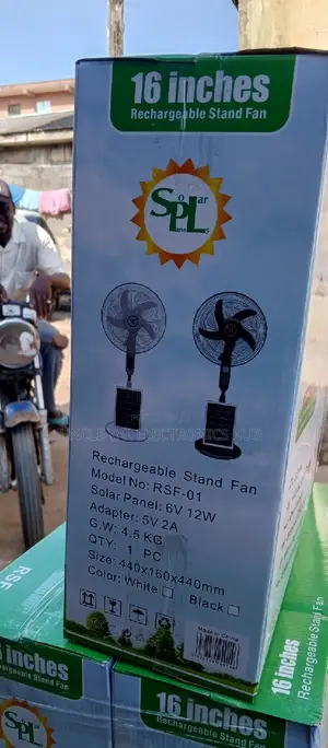 SPL 16" Rechargeable Standing Fan With Solar Panel