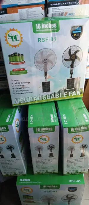 SPL 16" Rechargeable Standing Fan With Solar Panel