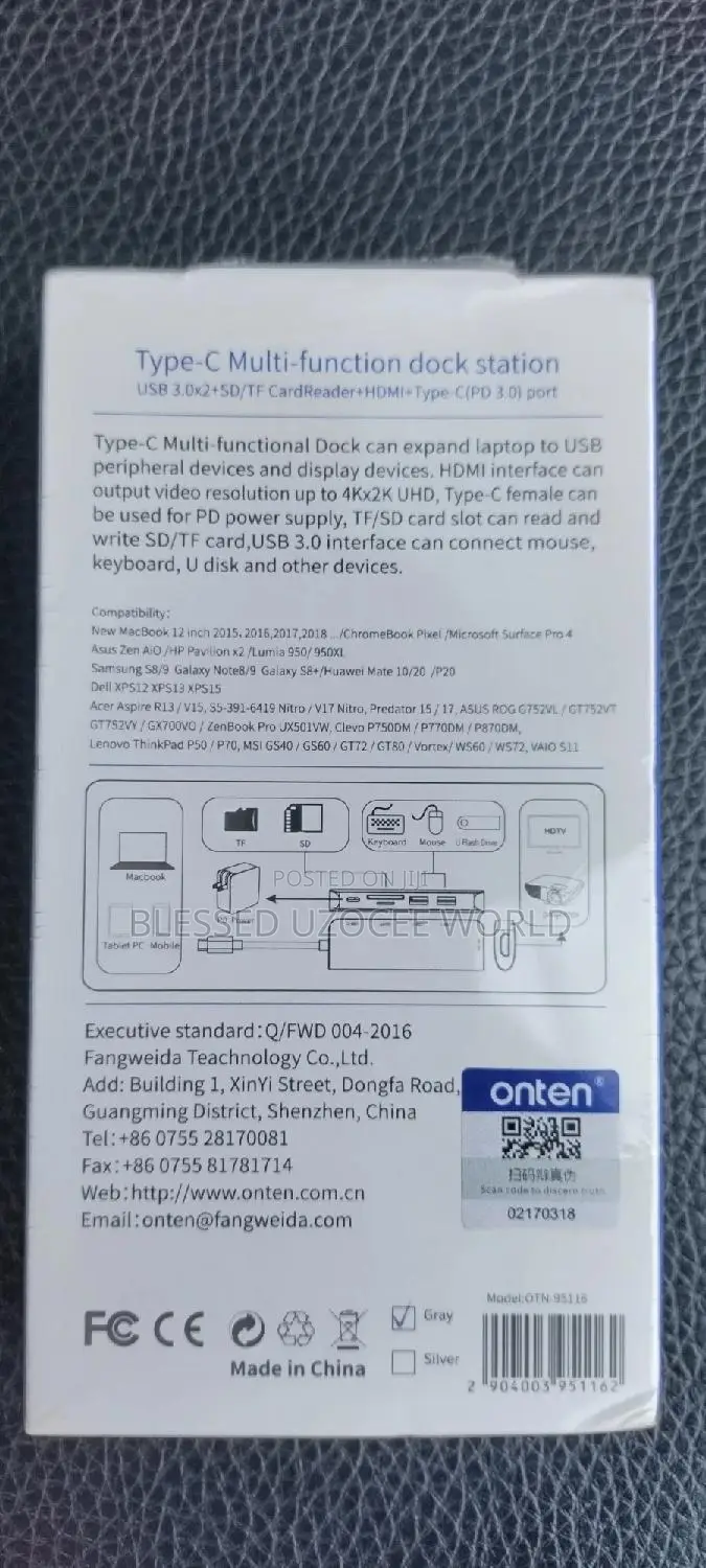 Onten 6 In1 Type C Multi-Function Hub for Mac, Other Laptops