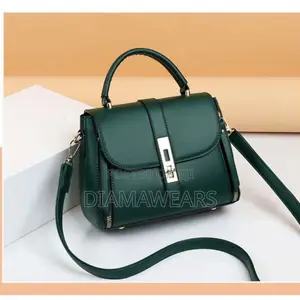 Green Portable Leather Hand Bags