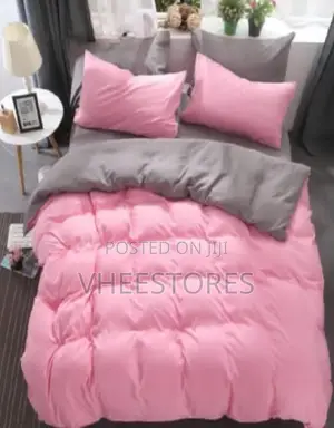 Plain Colour Bedsheet With Pillowcases And Duvet. Pink