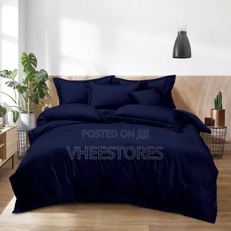 Navy Blue Bedsheet With Pillowcases