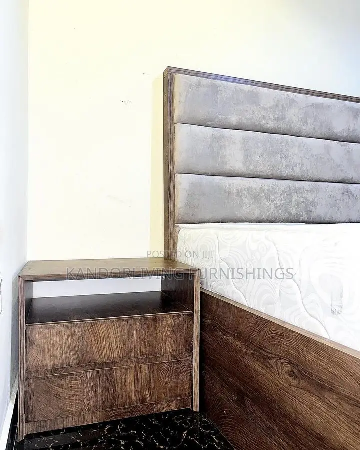 3.5 by 6 Part Padded/Wooden Bed Frame With 1 Bedside