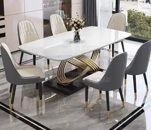 6seater Imported Turkish Marble Dining Table With Solid Chai