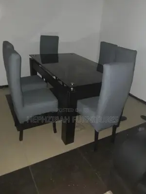 6 Seater Modern Grey Glass Top Dining