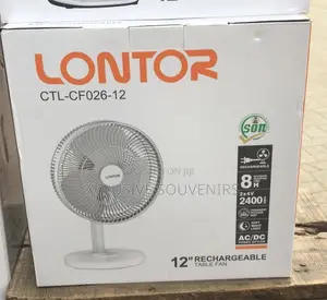 12 Inches Lontor Rechargeable Fan With Soft Night Light