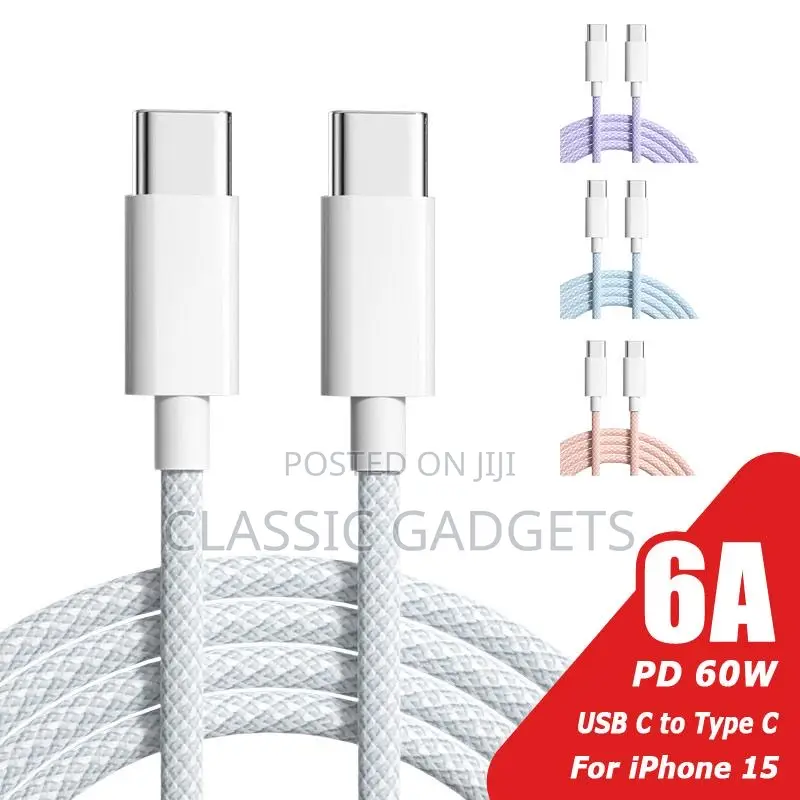 60w USB C to USB C Colorful Cable for iPhone 15-15 Pro Max