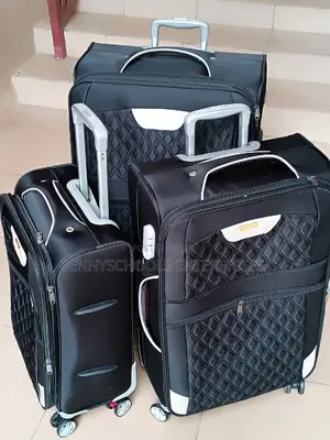 Set of 3 Black an White Leader Polo Travelling Luggage Boxes