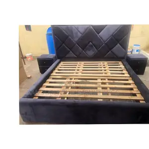 4.5 by 6 Padded Bed Frame With Bed Side Drawer