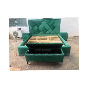 4.5 by 6 Padded Bed Frame With Bed Side Drawer