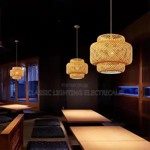 Modern Bamboo Hand Woven Bamboo Art E27 Chandelier