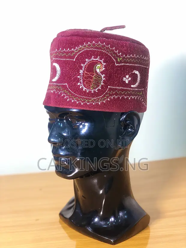 Wine Color Native Vintage Cap for Kaftan, Senator and Agbada in