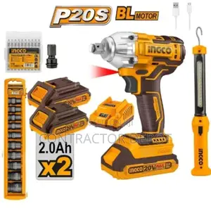 INGCO Cordless Impact Wrench (1/2 Inch) Combo Kit Set