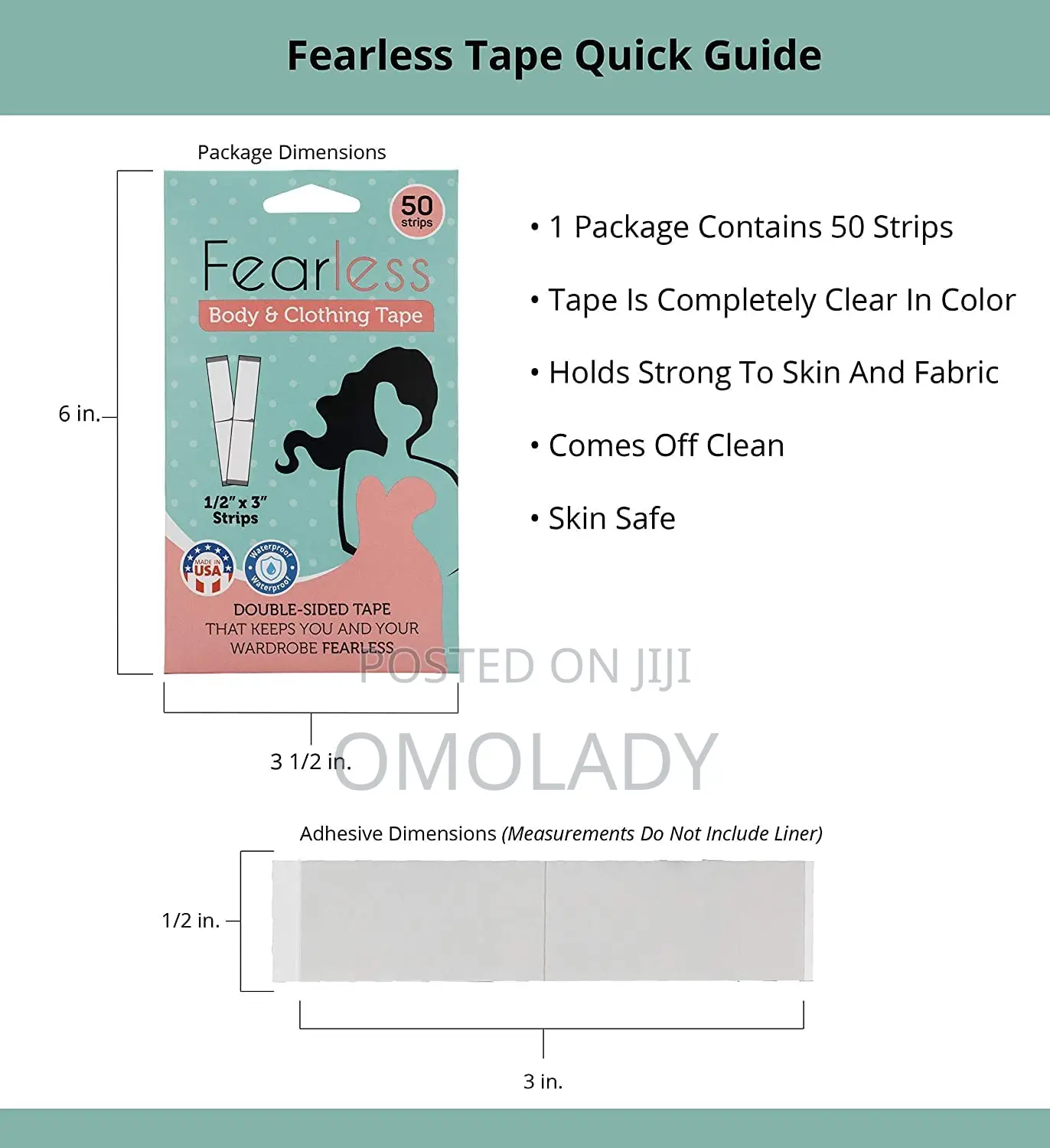 Fearless Double Sided Tape-50 Strips
