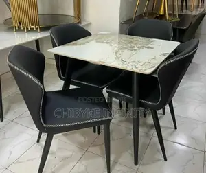 Imported 4 Seater Marble Top Dinning Table With Leather Chai