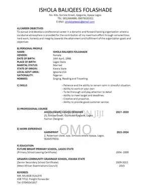 Application for Seamstress