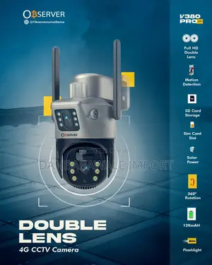 Observer Dual Lens Solar Cctv 4g Security Camera Black