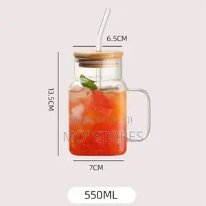 Borosilicate Glass Cup With Straw