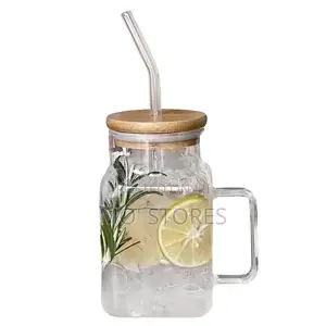Borosilicate Glass Cup With Straw