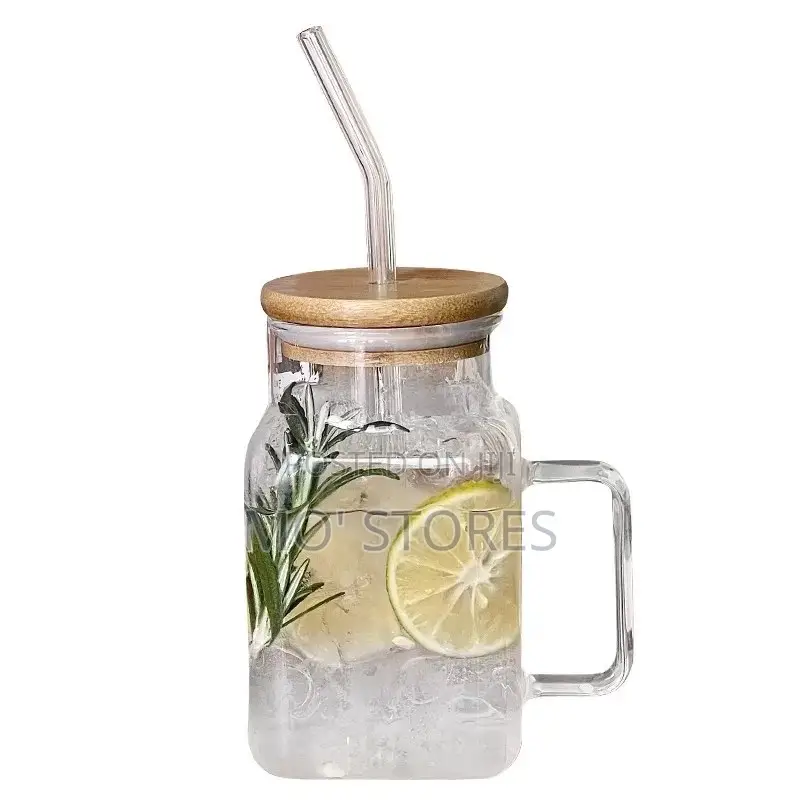 Borosilicate Glass Cup With Straw