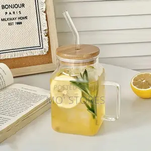 Borosilicate Glass Cup With Straw