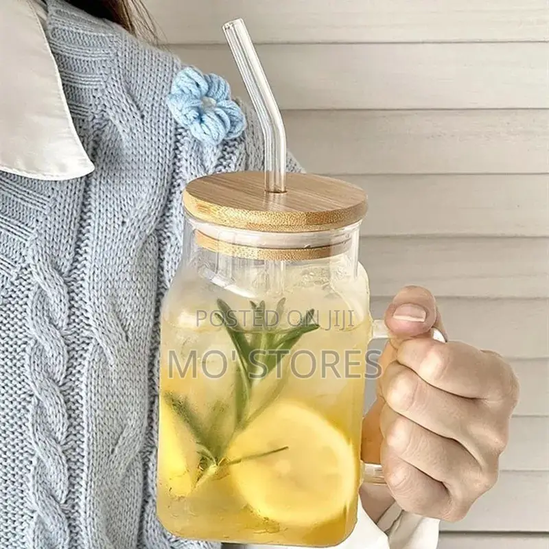 Borosilicate Glass Cup With Straw