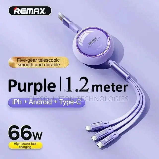 Remax Multipurpose 3 in 1 66 Watts Retractable Cable