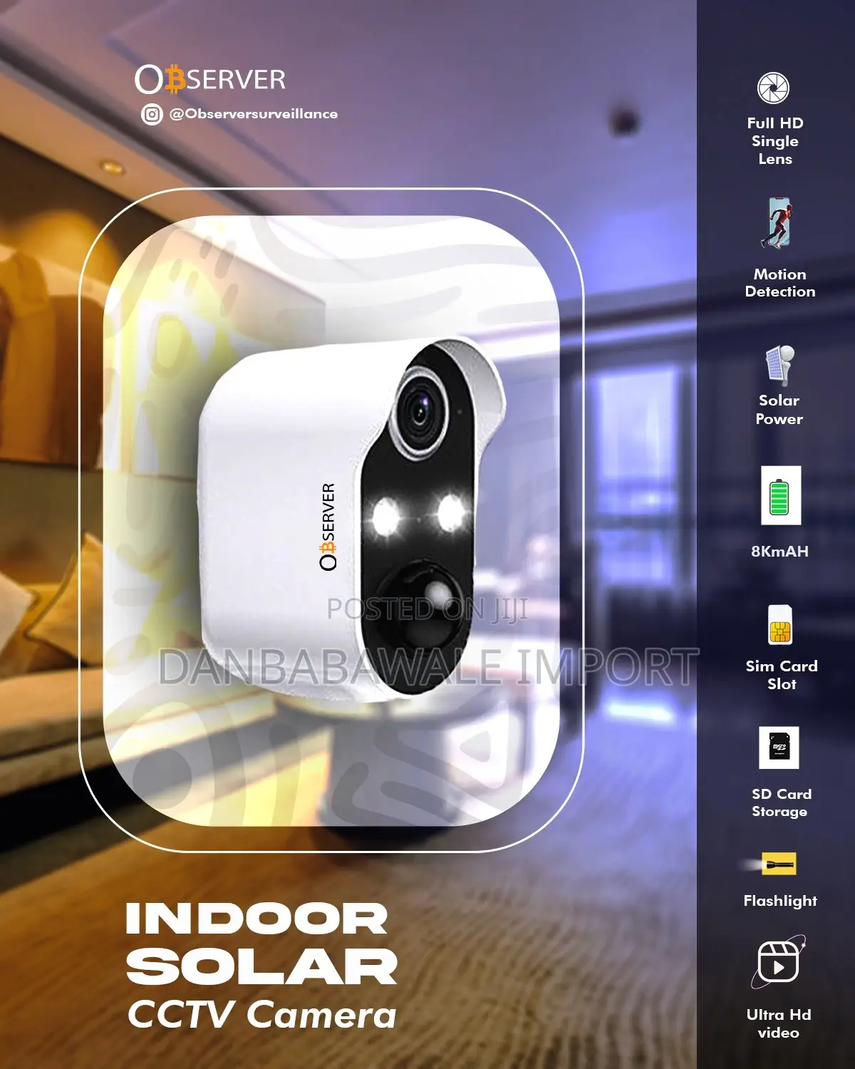 Indoor Camera CCTV Portable Small Size Solar Outdoor