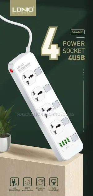 LDNIO Socket 4 Socket + 4 USB Port 4 + 4 USB AUTO ID