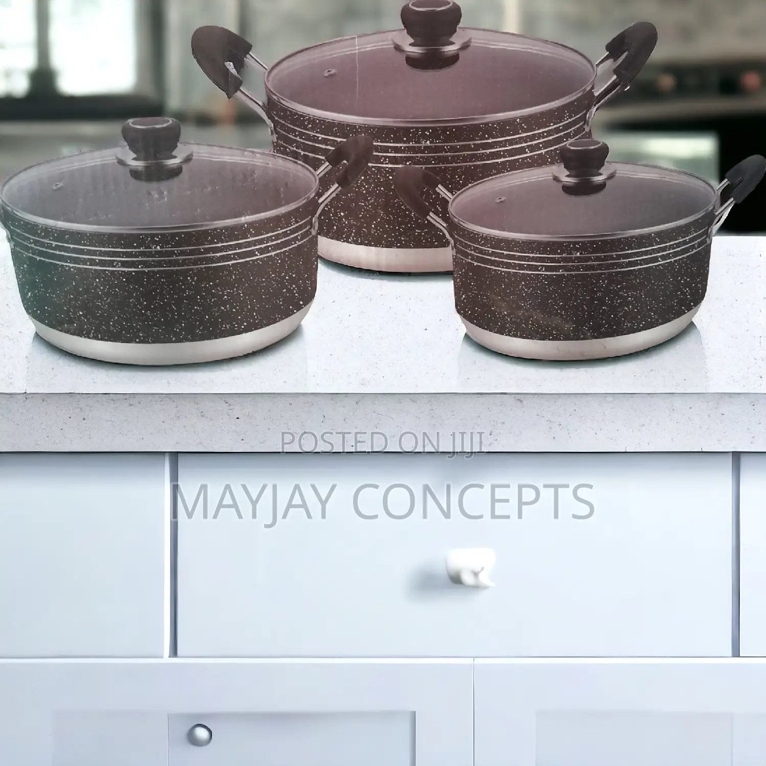 3-Set Kinelco Non-Stick Pot/Cookware 26cm/28cm/30cm Di