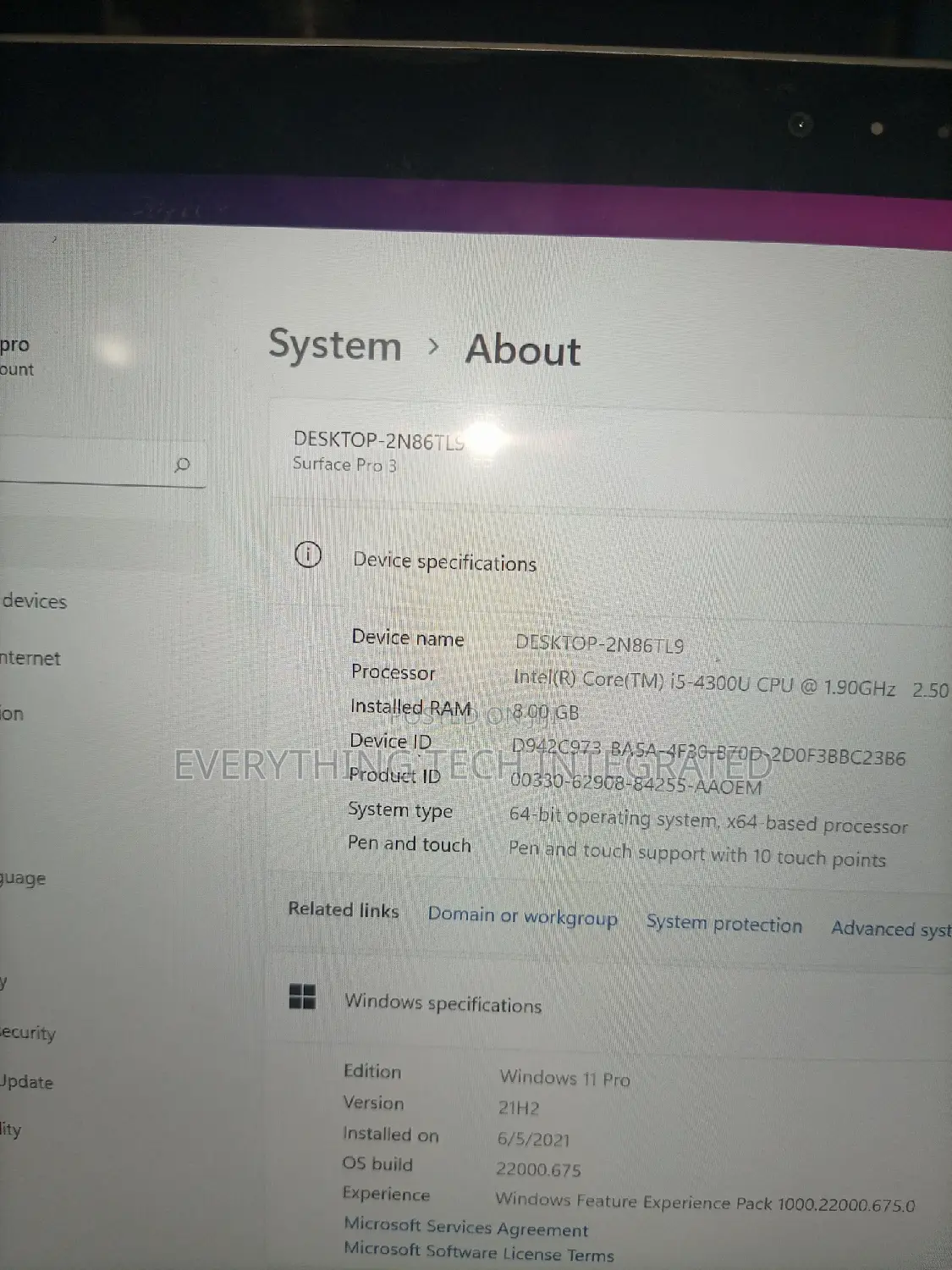 Laptop Microsoft Surface Pro 3 8GB Intel Core I5 SSD 256GB