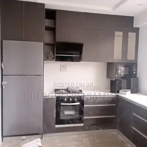 Grey Kitchen Cabinets With White Quartz Countertop