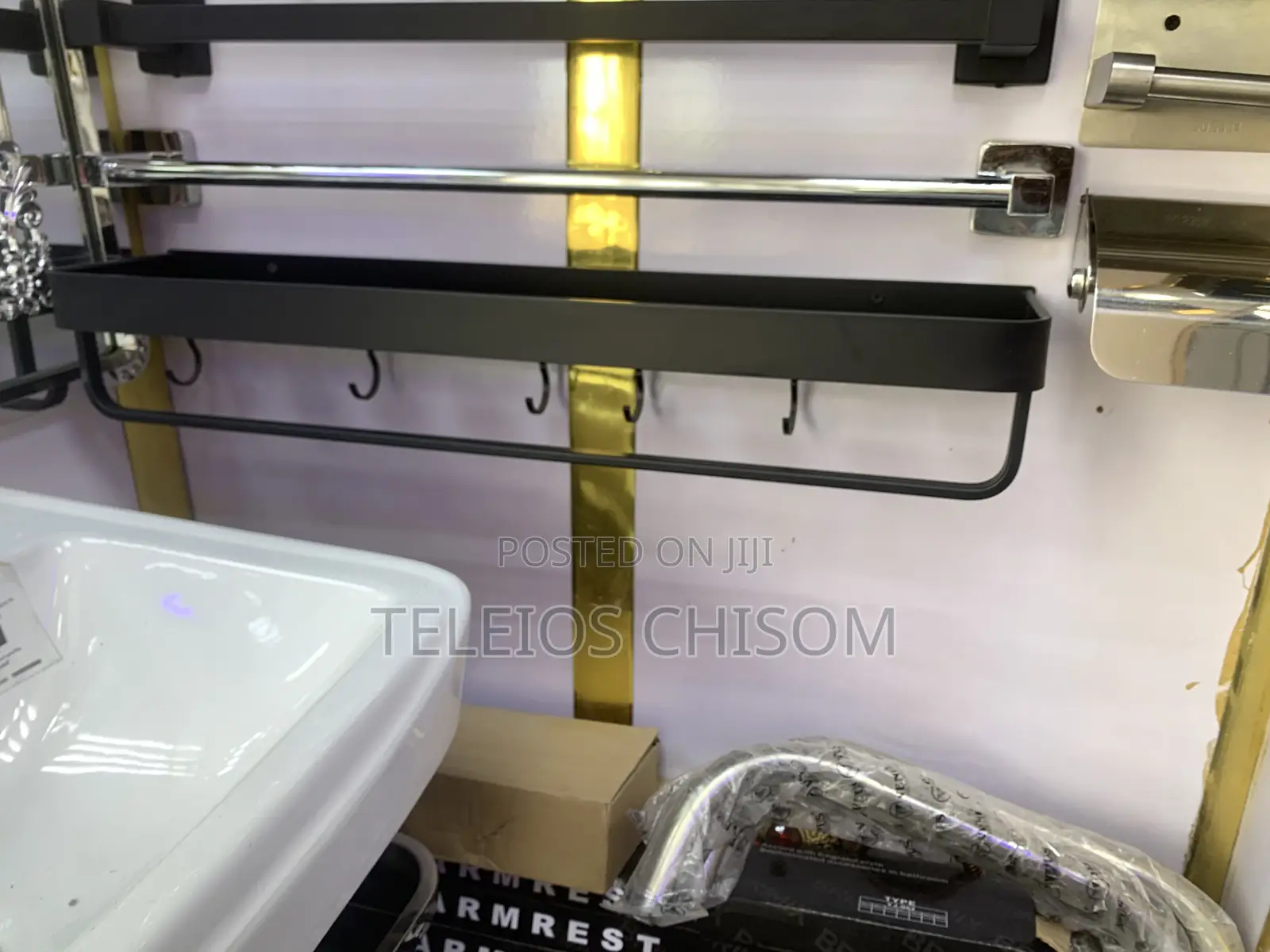 Single Shelf Black With Hook