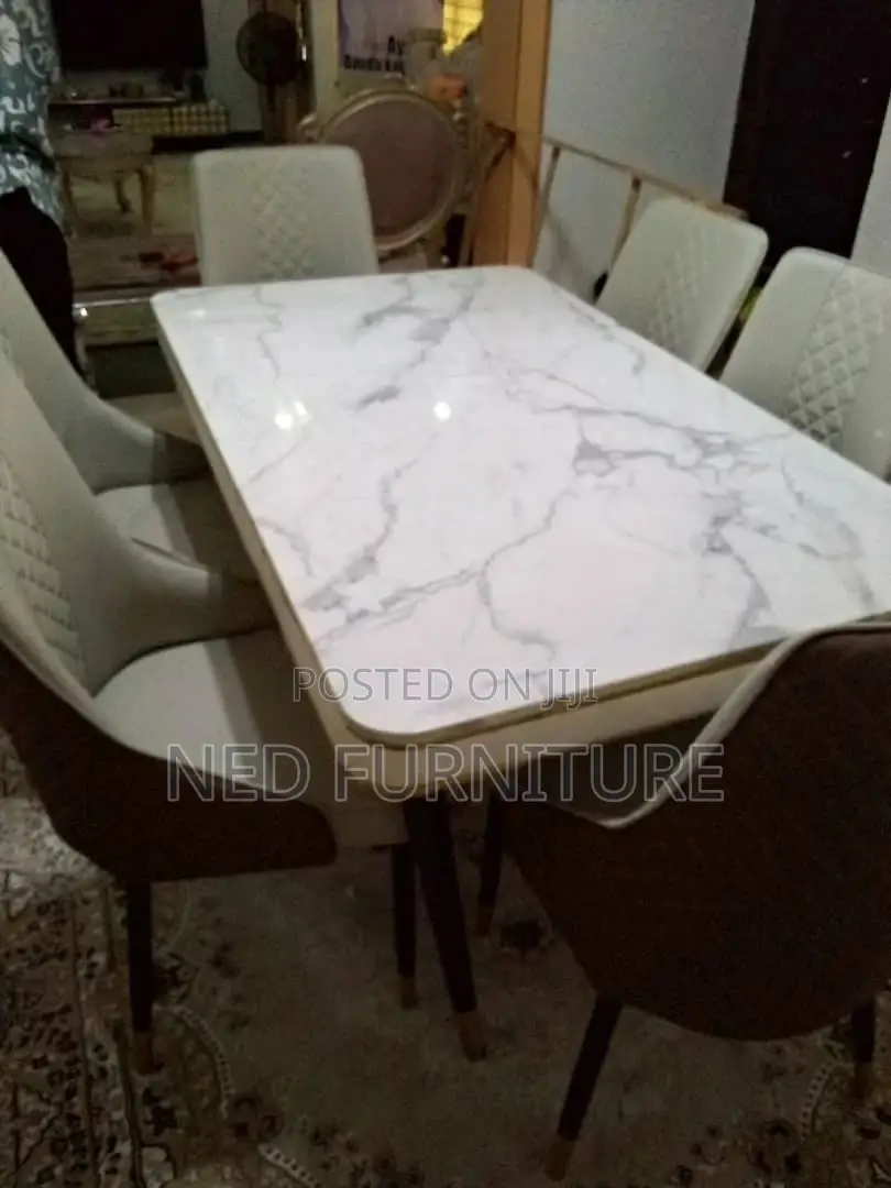Marble Top Pin Leg Dinning Set