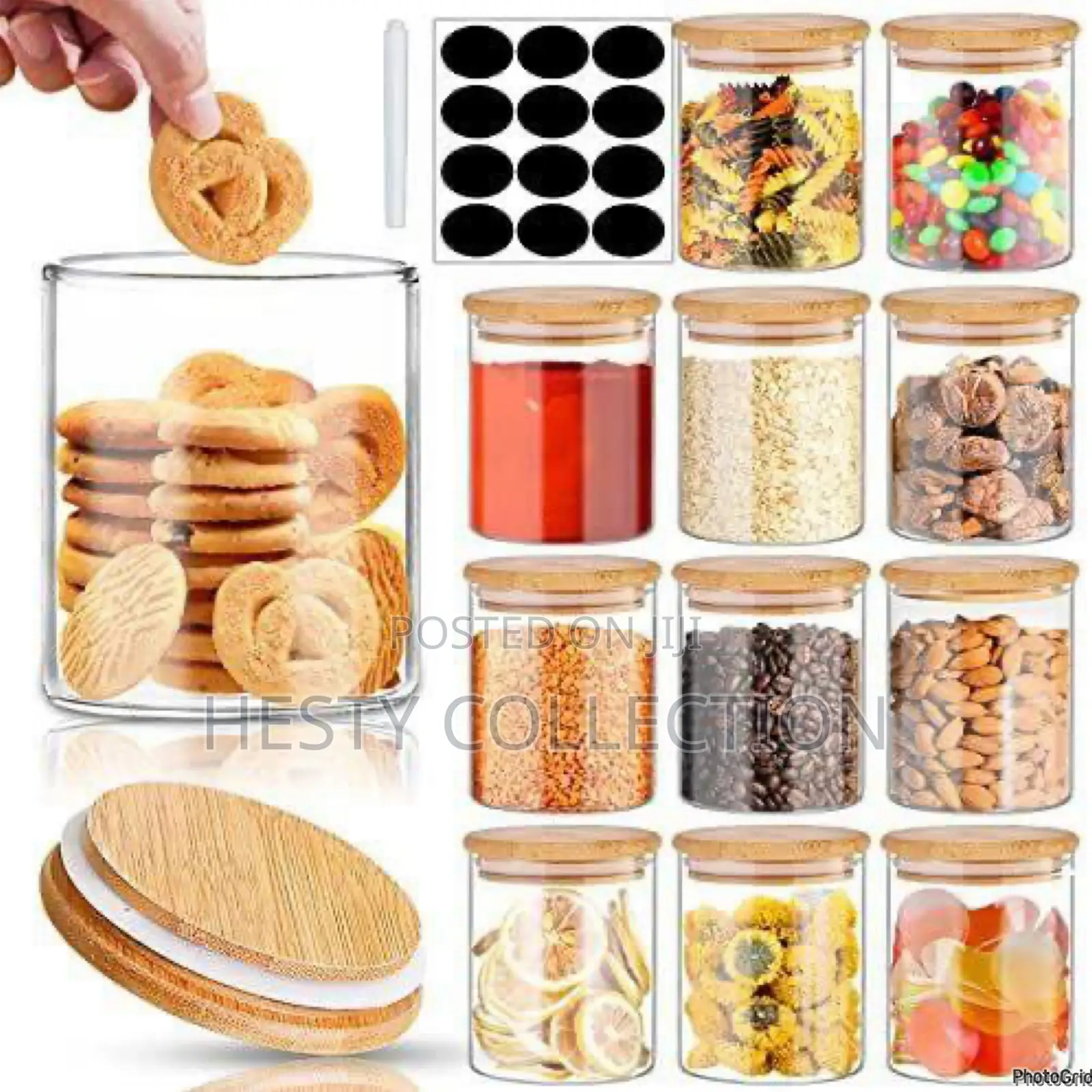 12pcs Set Glass Storage Jar With Lid, Pen Stickers Spices