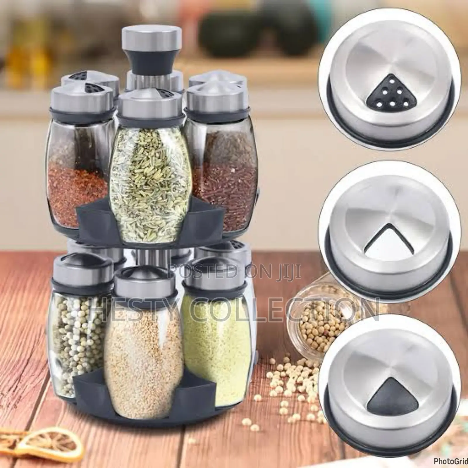 360 Degrees Rotating Spice Rack Organizer With 6 Bottles